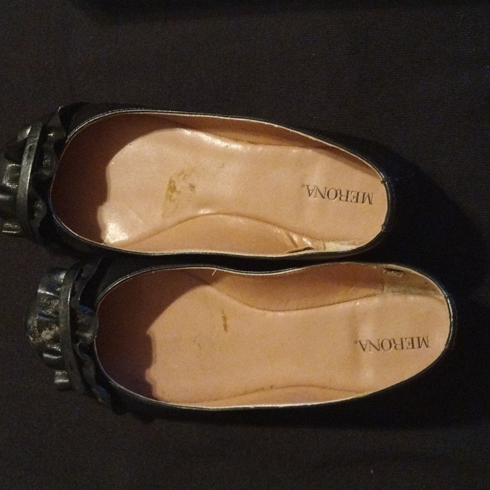 Black flats with ruffles